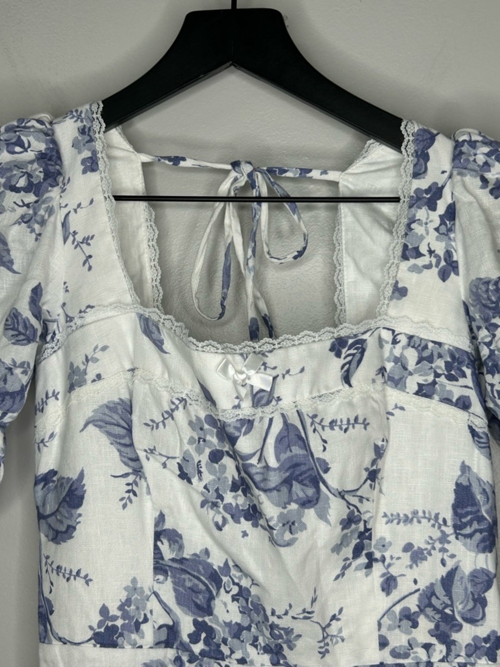 Reformation Evianna Blue and White Linen Dress Size 6 NWT - Picture 3 of 13